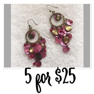 🚨CLOSET CLOSING🚨 Vintage Round Disc Pink Dangle Earrings